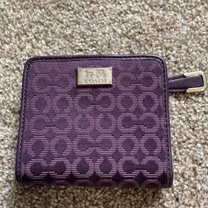 Coach Logo Fabric/Leather Wallet in Purple. Mint Conditon